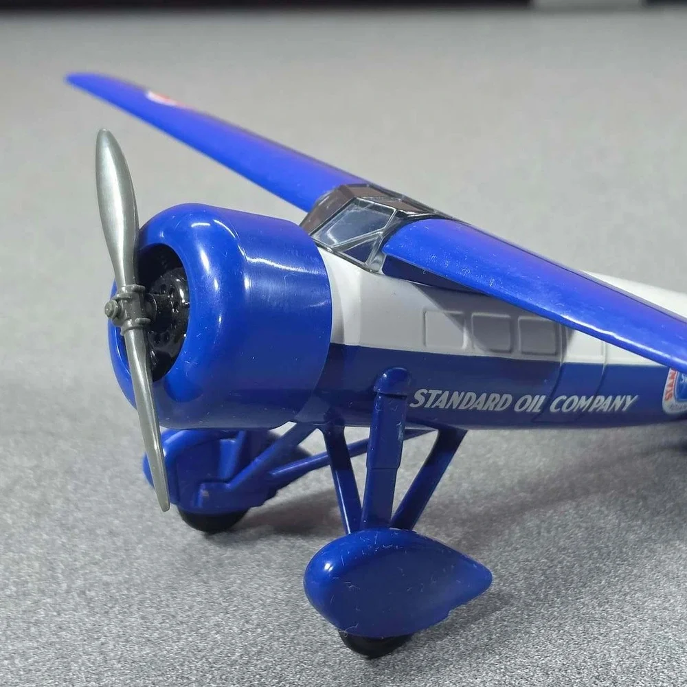Standard Oil Diecast Airplane Stanolind Gasoline A-02 Blue White Excellent